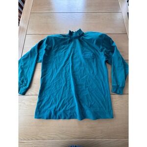 Vintage Europrep Mock Neck Shirt Mens Large Teal Cotton Geometric Minimalist